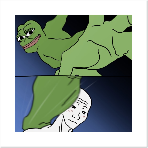 meme pepe and wojak Wall Art by aesthetic shop